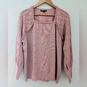 Cable & Gauge XL Pink Cable Sleeve Sweater